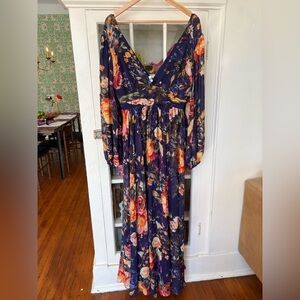 BHLDN Navy Floral Maxi Dress